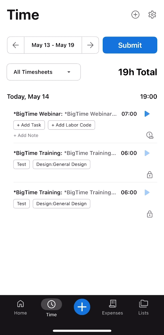 Entering and Submitting Time with BigTime Mobile – BigTime Software